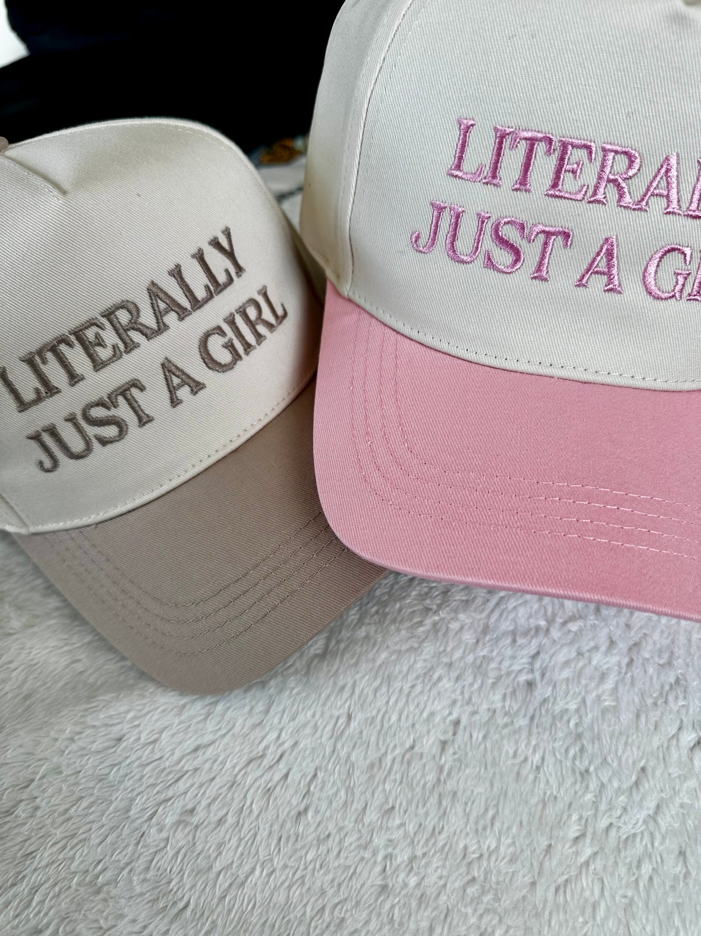 “Just a girl” cap pink