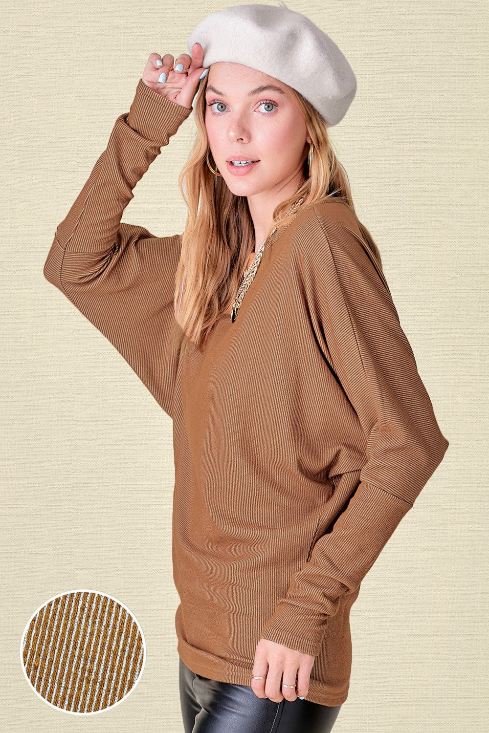 Chic Ribbed Dolman Top