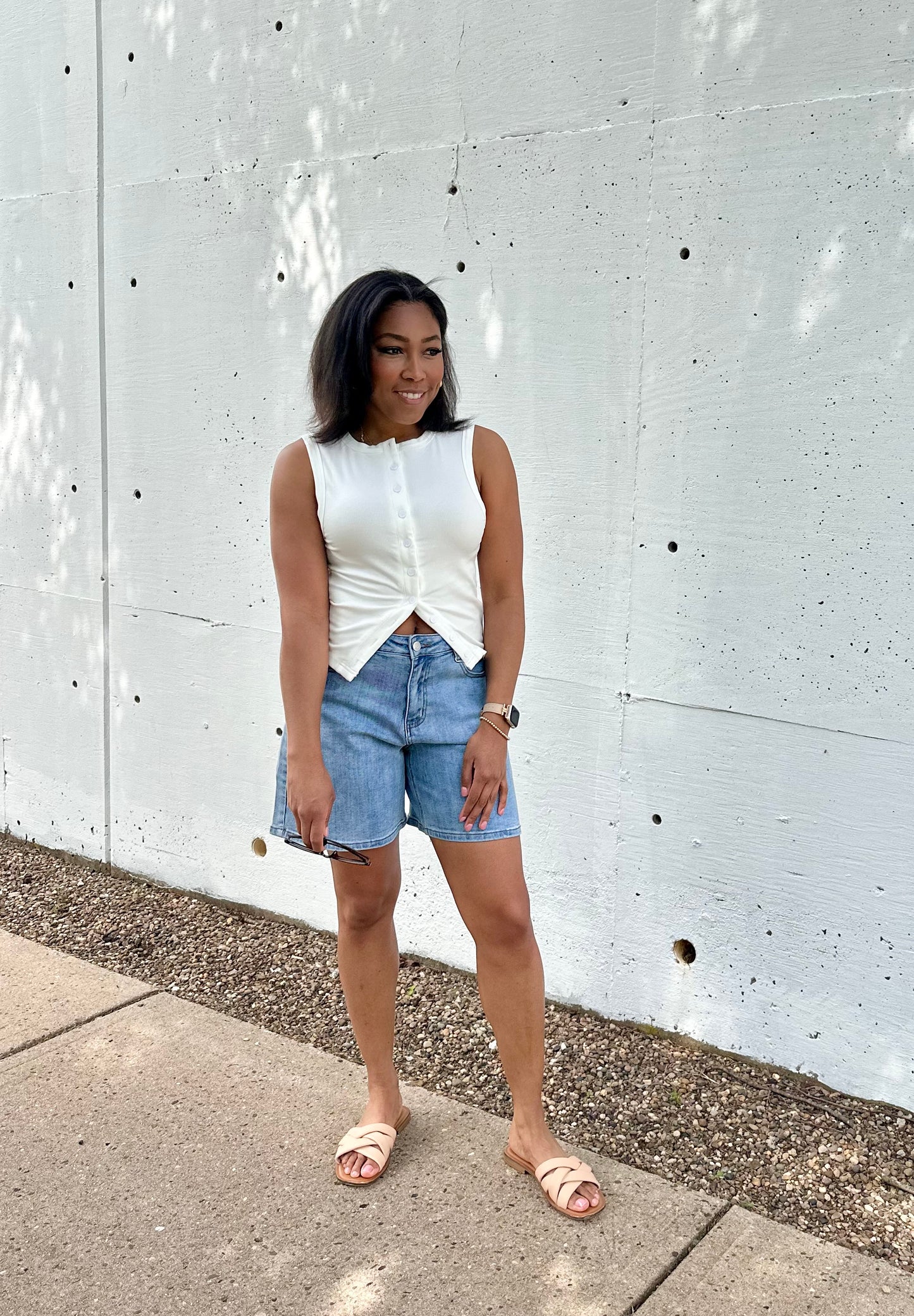 Beauty Button up Top -White