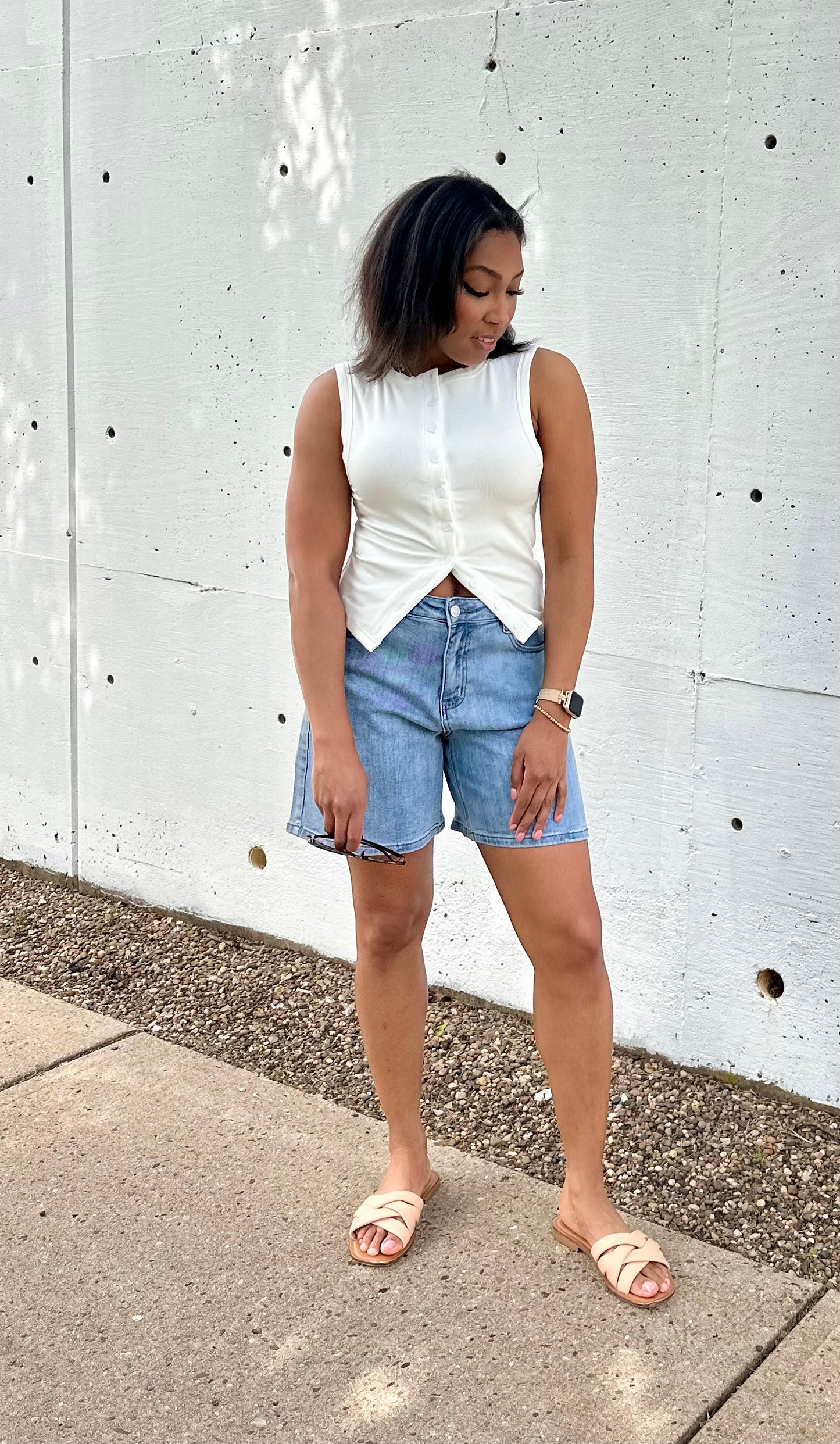 Beauty Button up Top -White