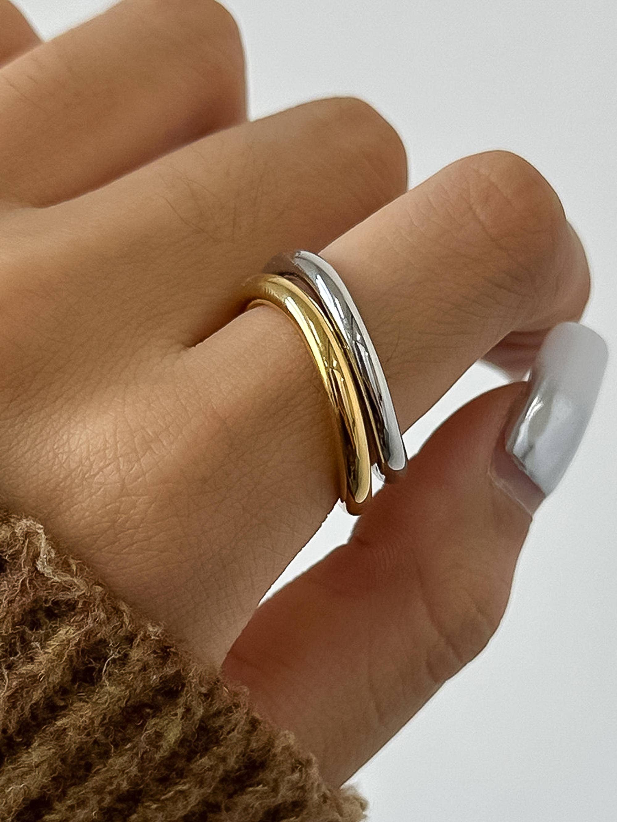 Andrée 18K Gold Non-Tarnish Double Two Tone Ring: Multi-Colored