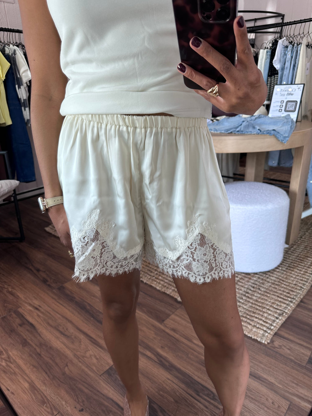 Champagne Lace Lounge Shorts