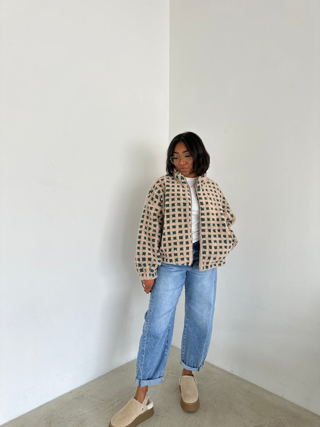 The Cozy Check Sherpa Jacket
