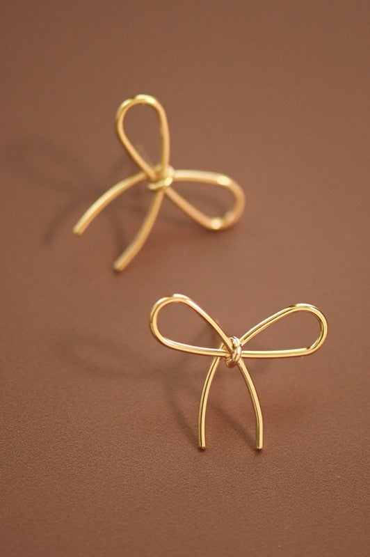Delicate Bow Wire Stud Earrings