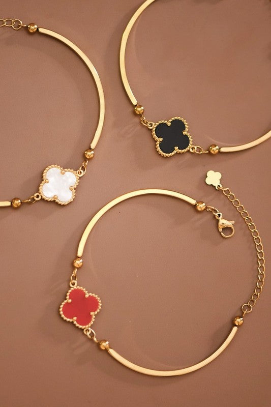 Minimalist Gold Bangle Bracelet - Black