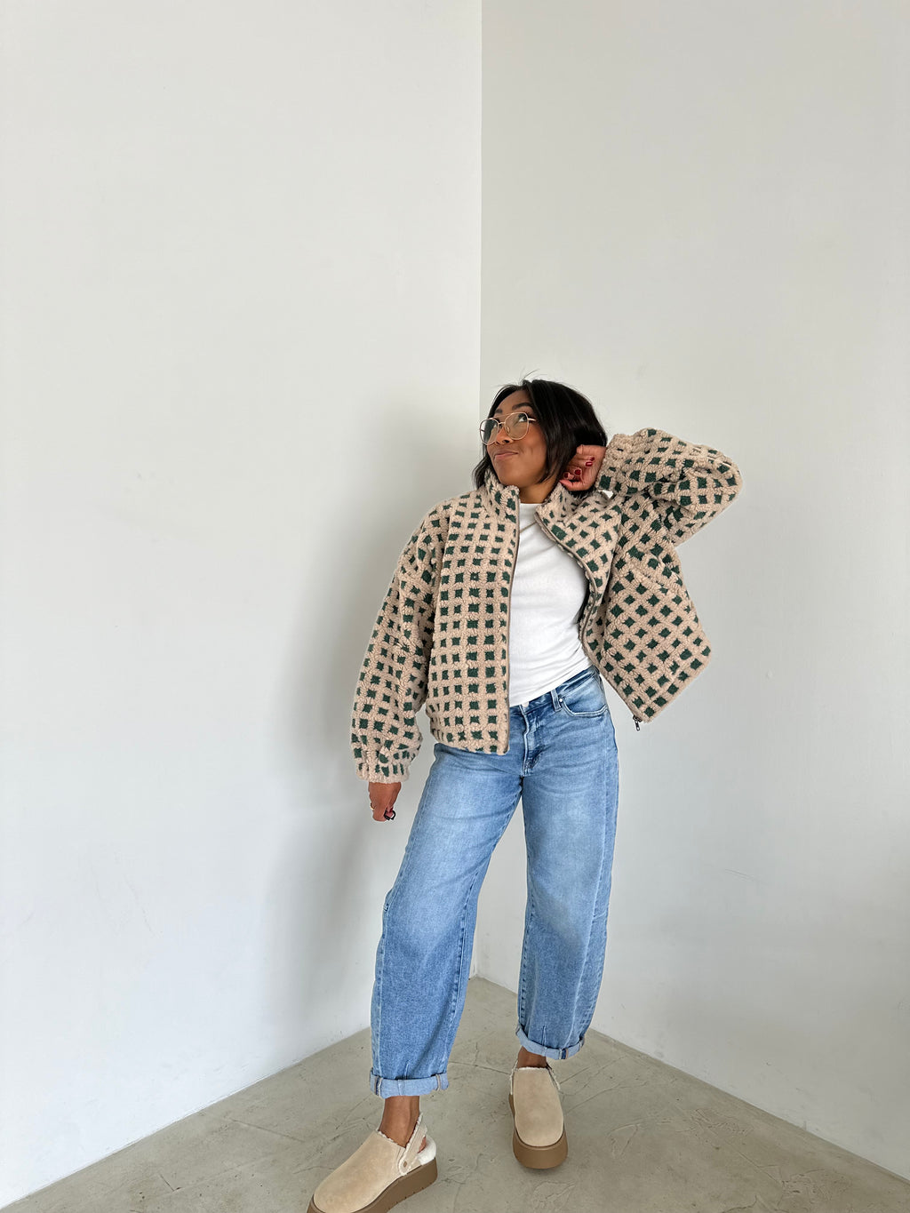 The Cozy Check Sherpa Jacket