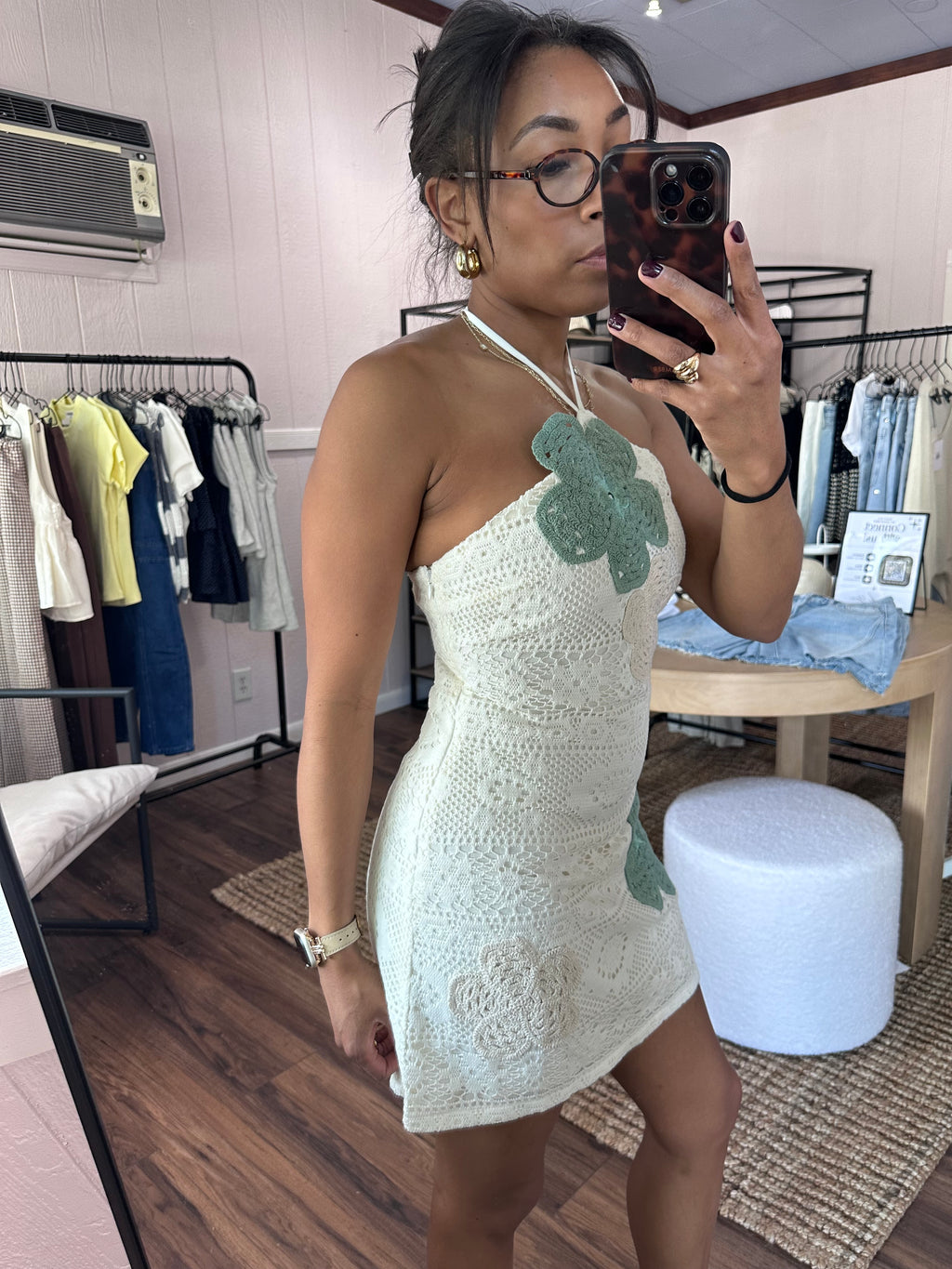 Sage Bloom Mini Dress
