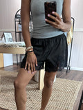 Champagne Lace Lounge Shorts - Black