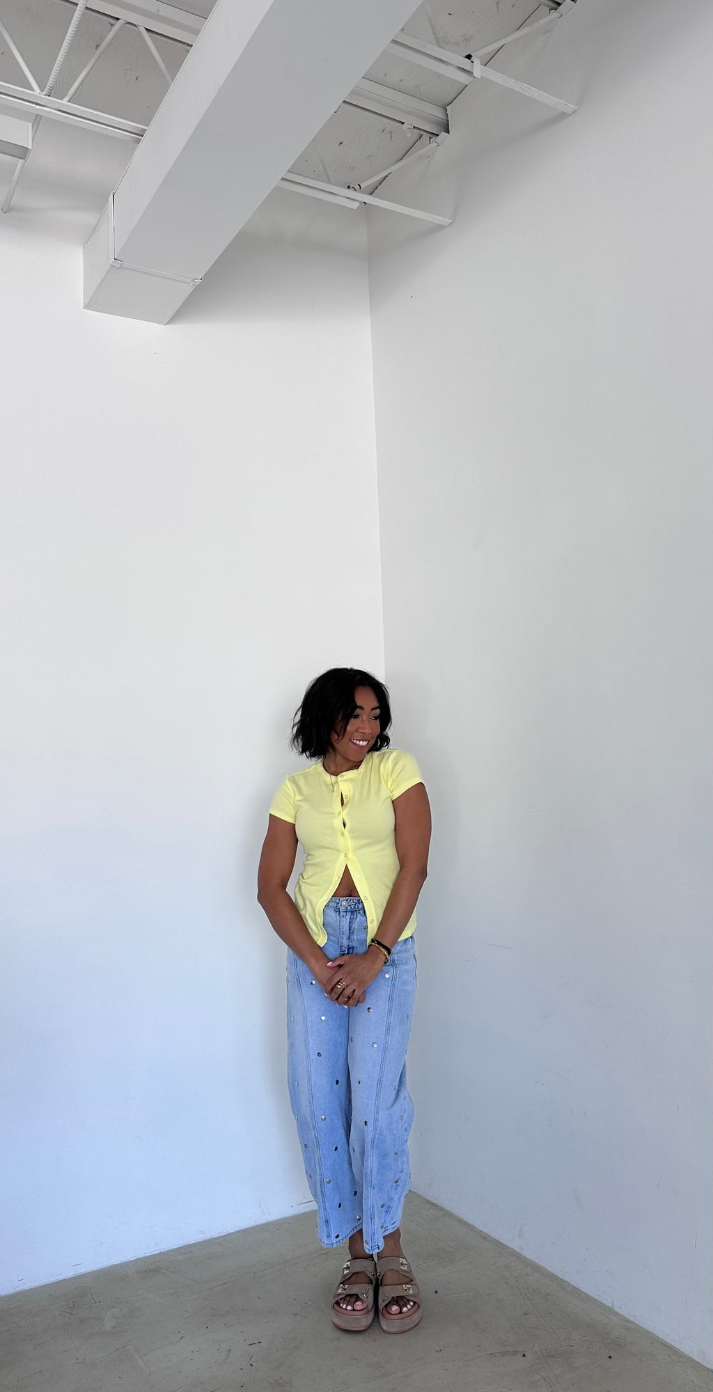 The Daisy Ribbed Button Top