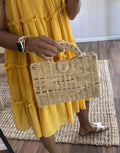 Natasha Natural Woven Straw Structure Top Handle Bag