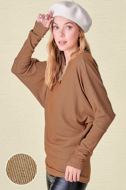 Chic Ribbed Dolman Top