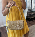 Camlia Woven Raffia Flap Shoulder Bag