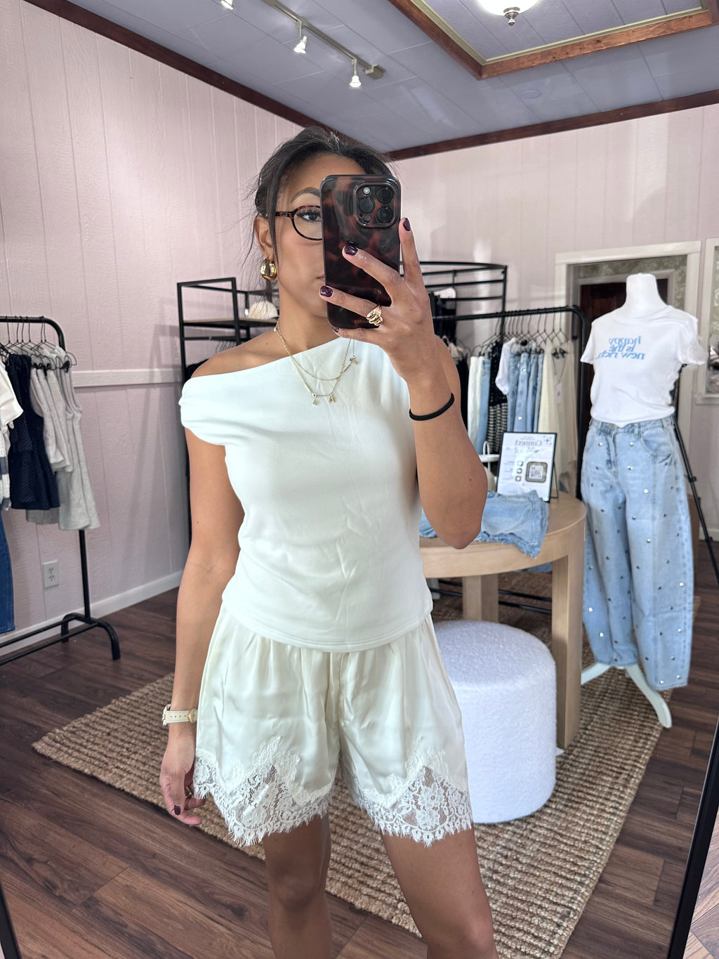 Champagne Lace Lounge Shorts