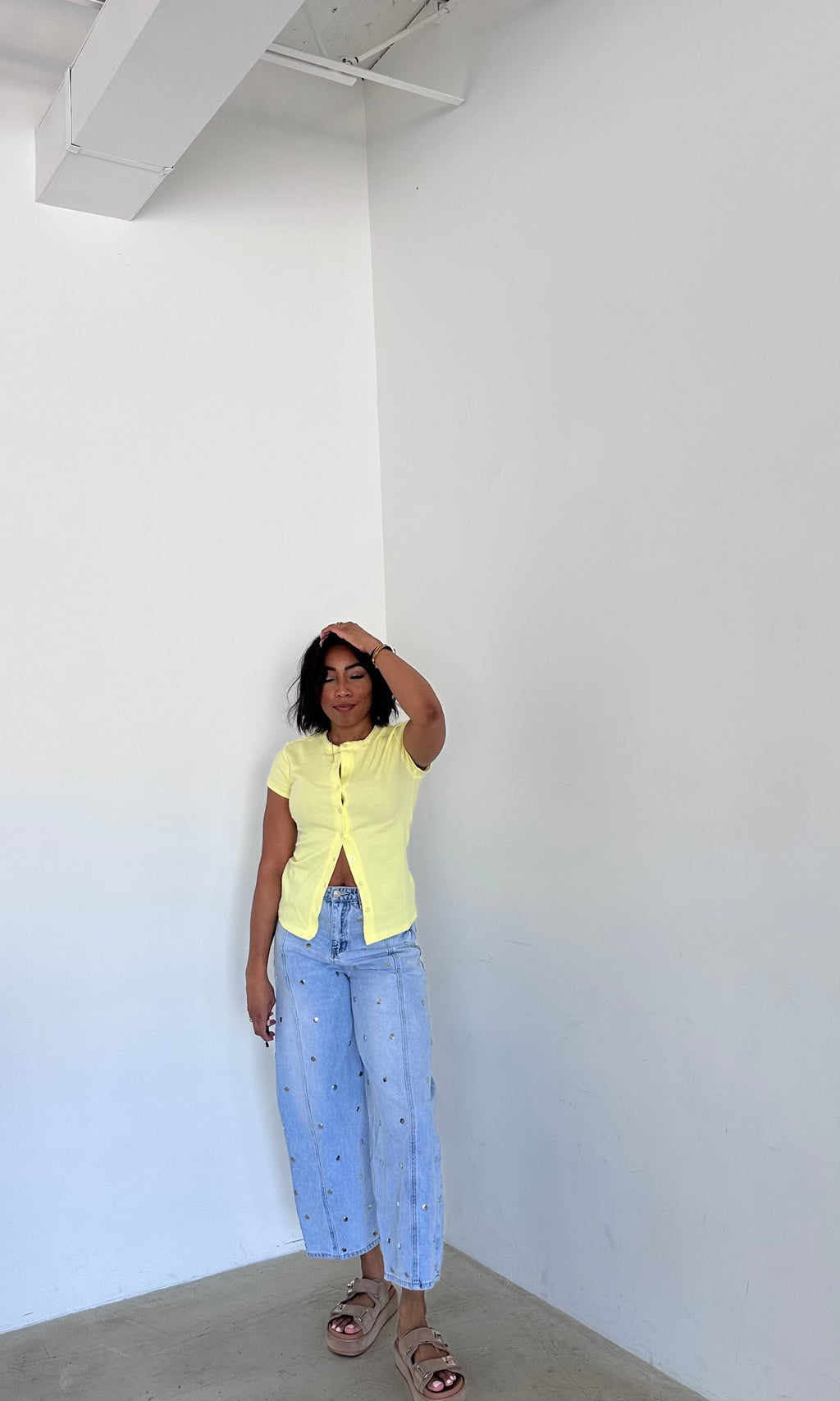 The Daisy Ribbed Button Top