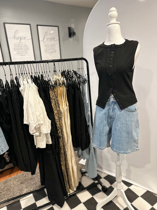 Beauty Button up Top - Black