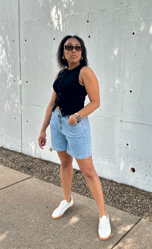 Vintage Chill Denim Mom Shorts