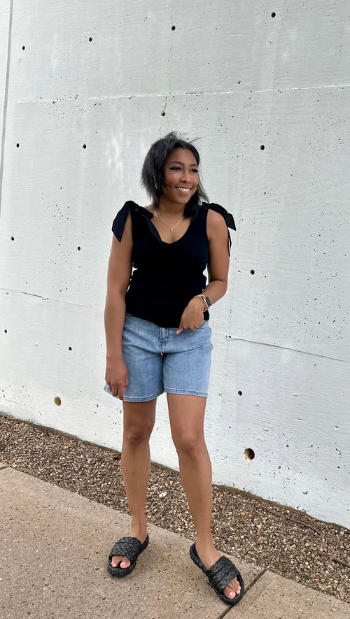 Charlotte Tie-Shoulder Ribbed Tank
